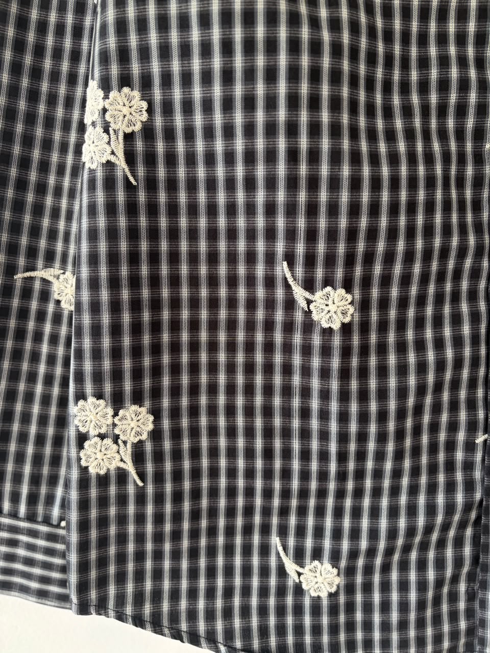 Midnight embroidered check shirt