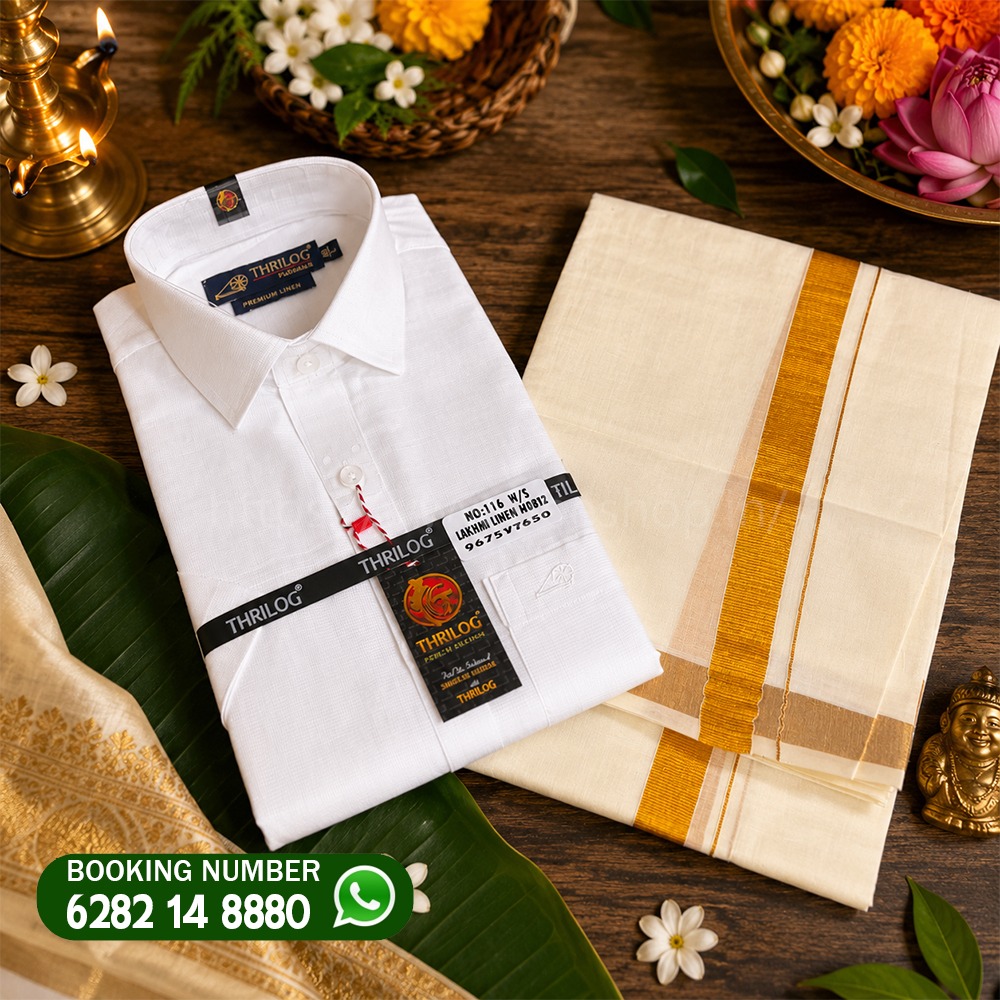 Onam - White colour half - shirt & mundu 40 size Onam - White colour half - shirt & mundu 40 size