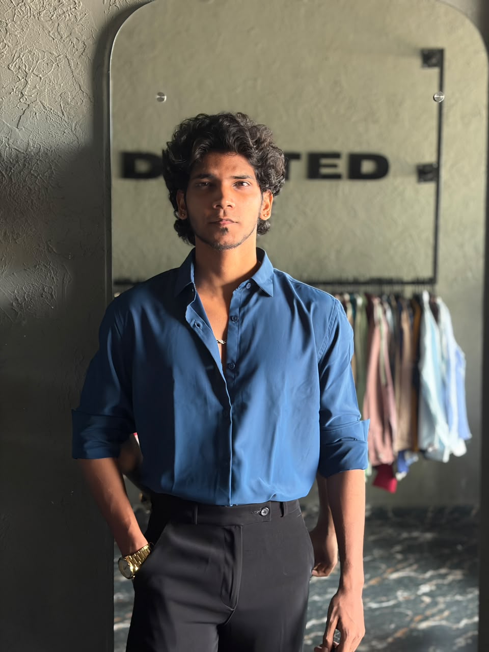 Peacock satin shirt
