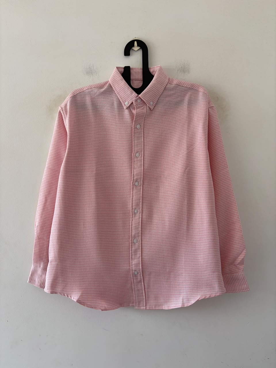 Blush pink micro check shirt