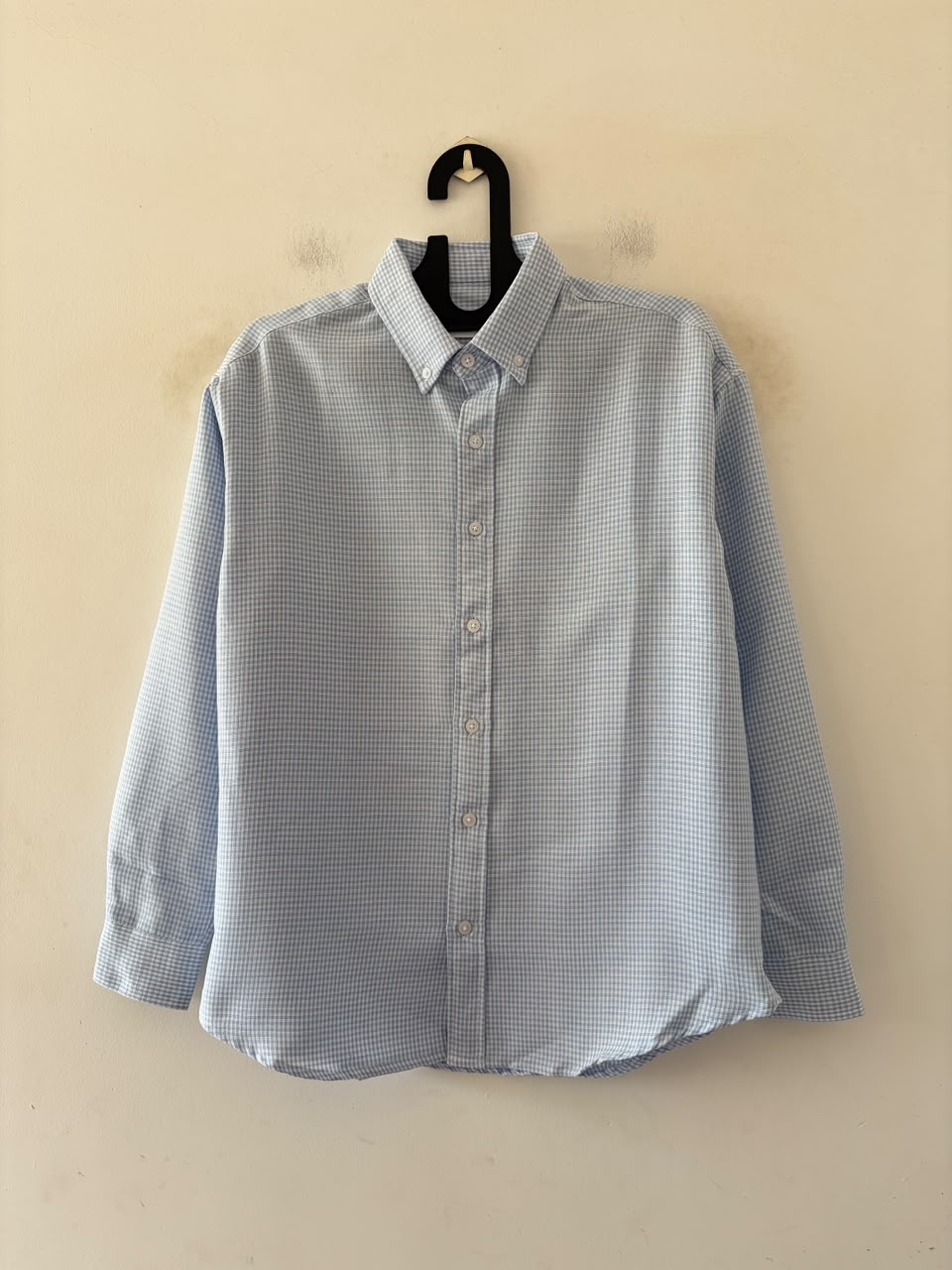 Sky grid micro check shirt