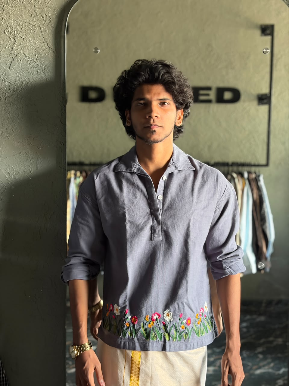Slate embroidered short kurta
