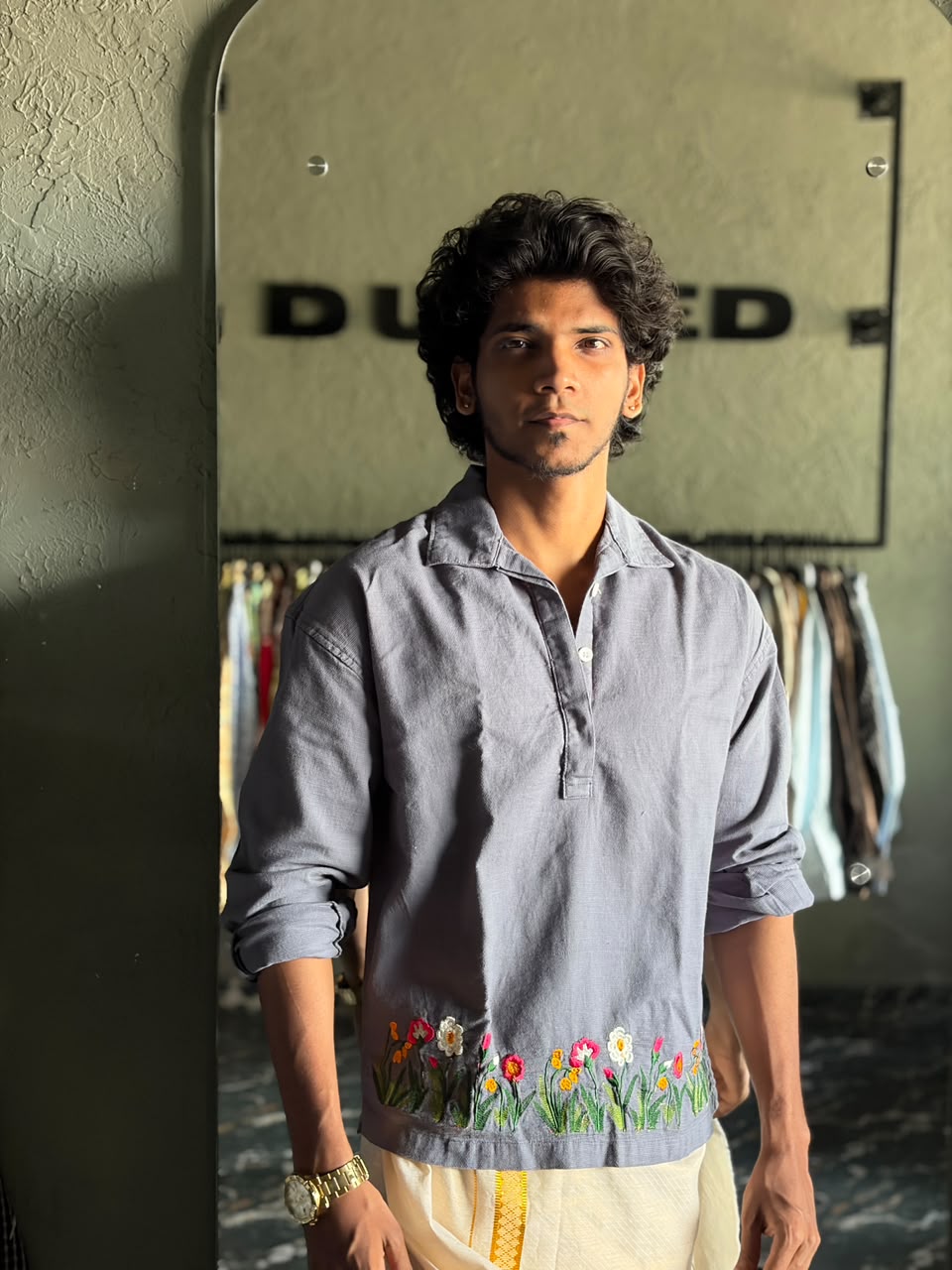 Slate embroidered short kurta