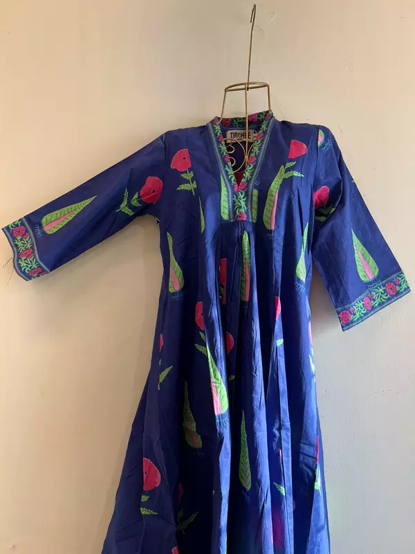 Amara's Everyday Flare Dress - Royal Blue & Print