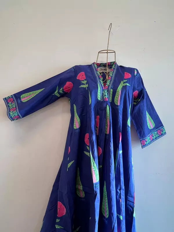 Amara's Everyday Flare Dress - Royal Blue & Print