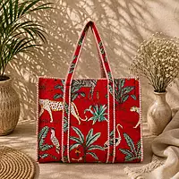 Handcrafted Quilted Tote bag Jungle theme