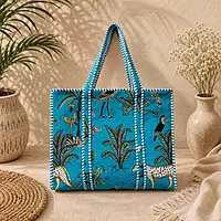 Handcrafted Quilted Tote bag Jungle theme