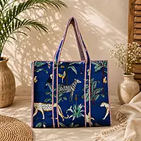 Handcrafted Quilted Tote bag Jungle theme