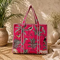 Handcrafted Quilted Tote bag Jungle theme