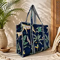 Handcrafted Quilted Tote bag Jungle theme