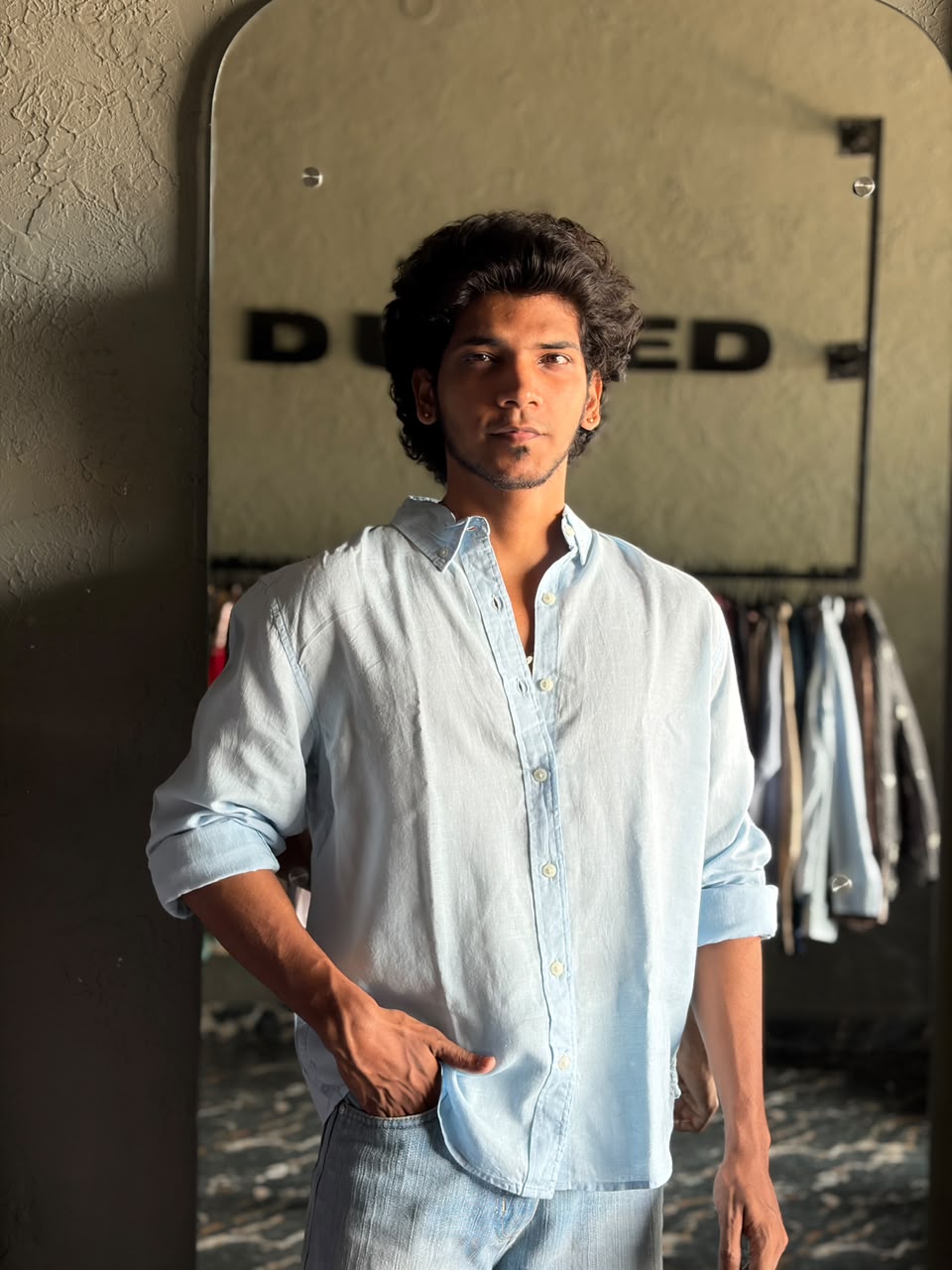 Sky blue linen shirt