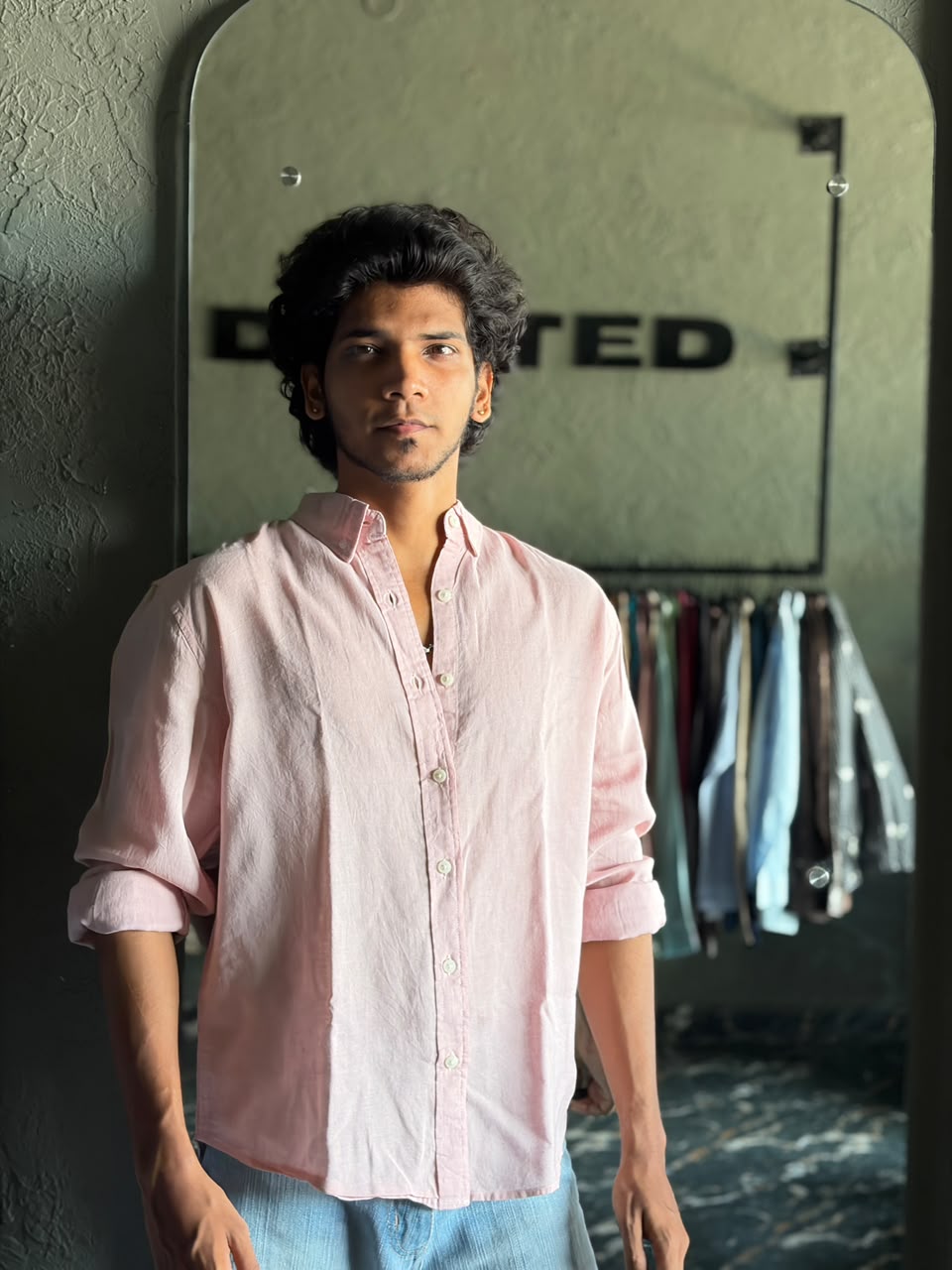 Dust pink linen shirt