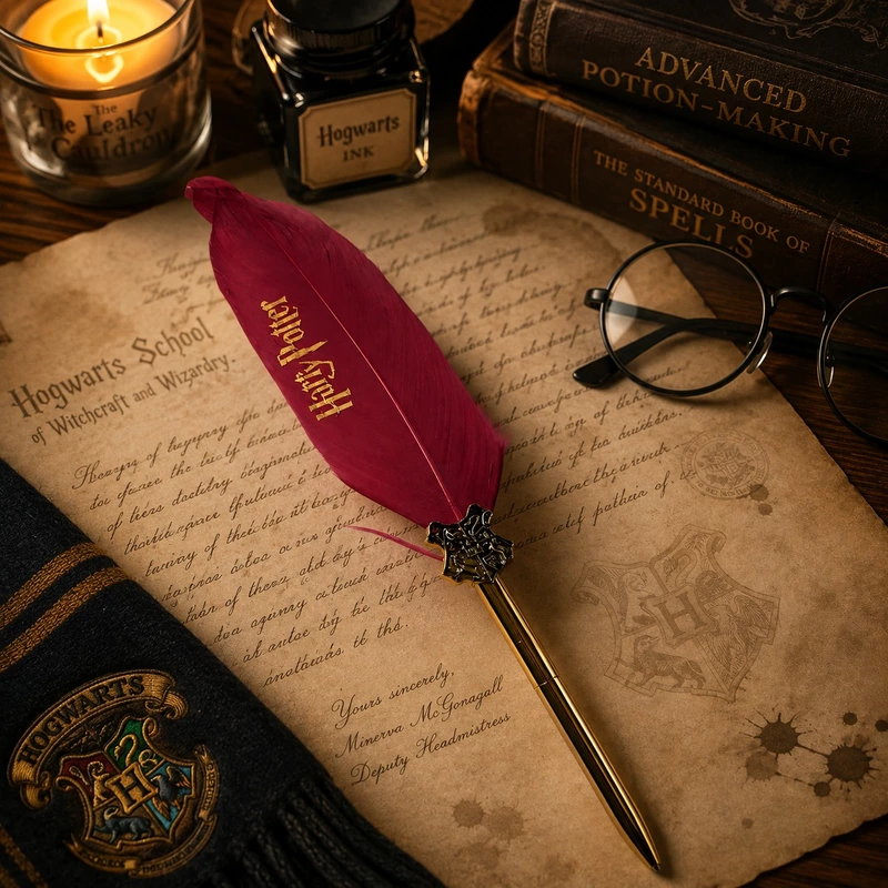 Harry Potter Collectible Feather Quill Pen (Red)