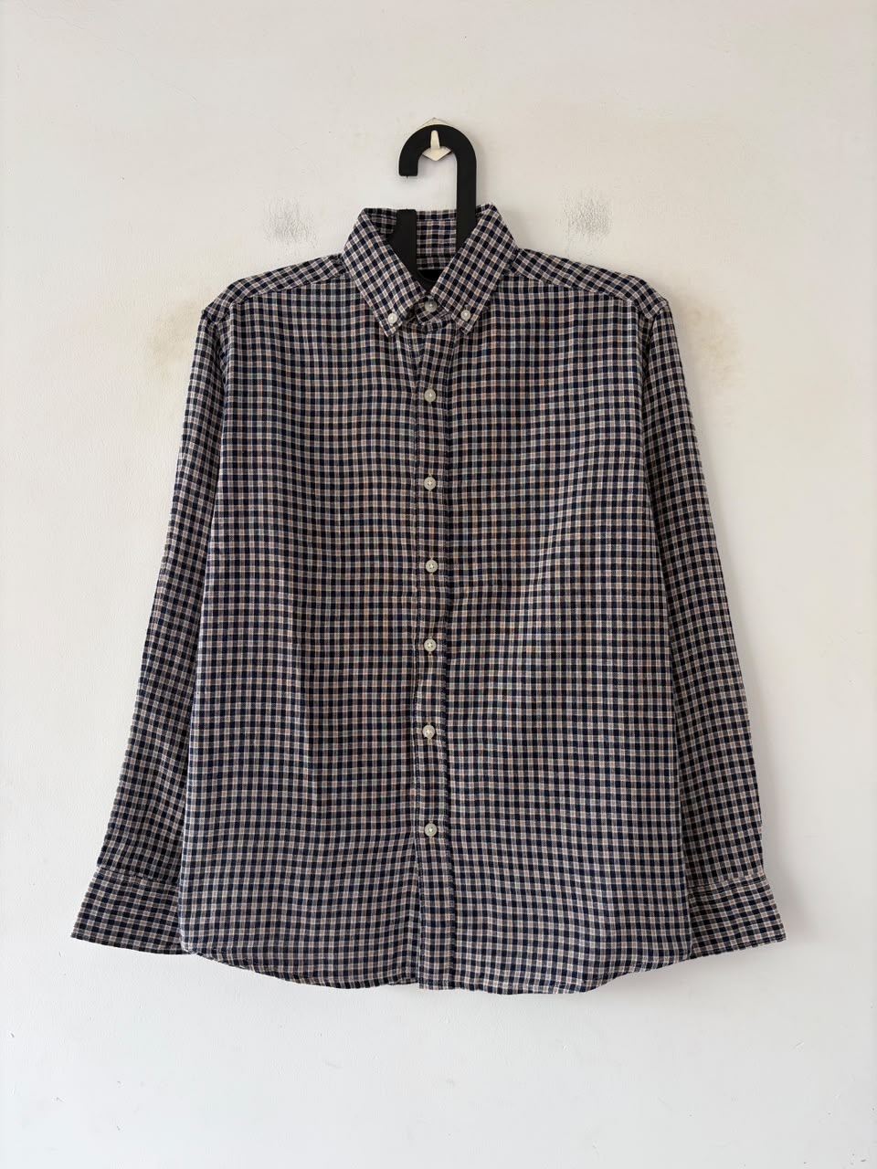 Beige mix micro check shirt