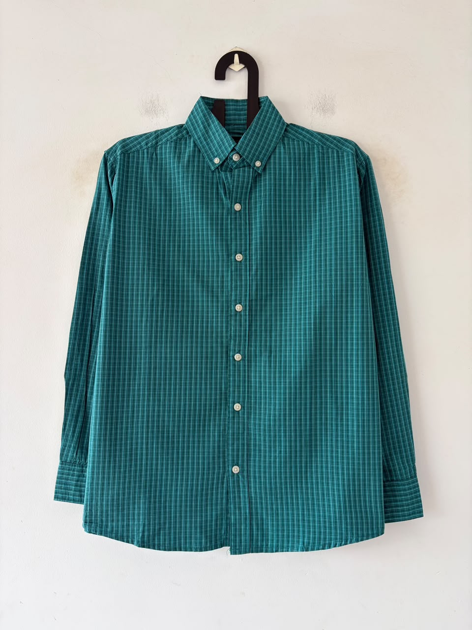 Ocean green micro check shirt