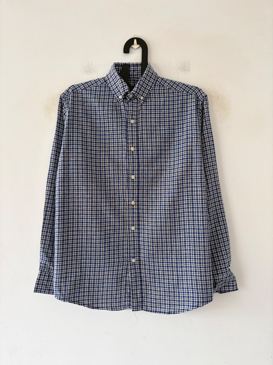 Navy blue micro check shirt