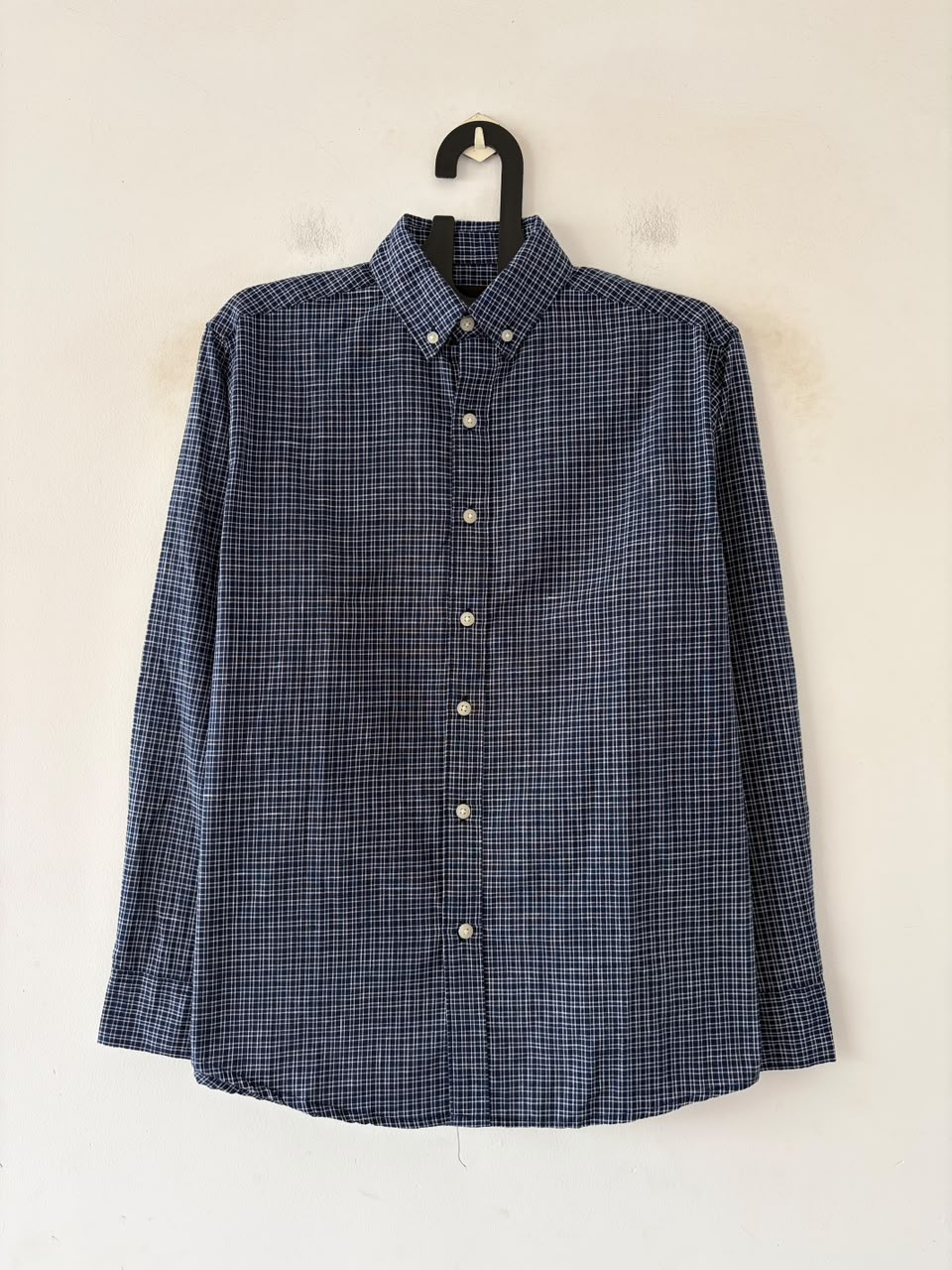Midnight blue micro check shirt