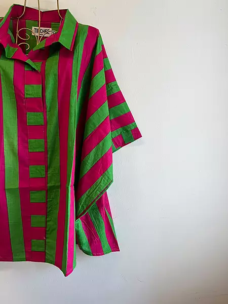 Junoon's Anti-Fit Shirt - Pink & Green Stripes