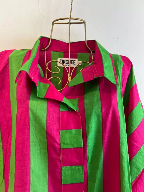 Junoon's Anti-Fit Shirt - Pink & Green Stripes