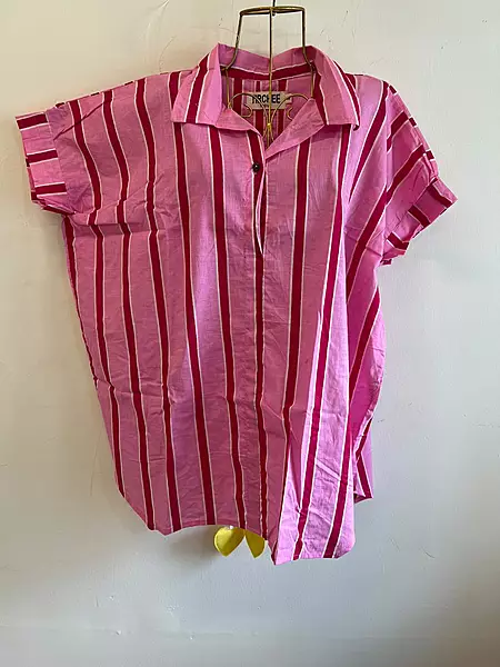 Ishq's Small Anti-fit with Back Open & Tie - Pink & Pink Stripes