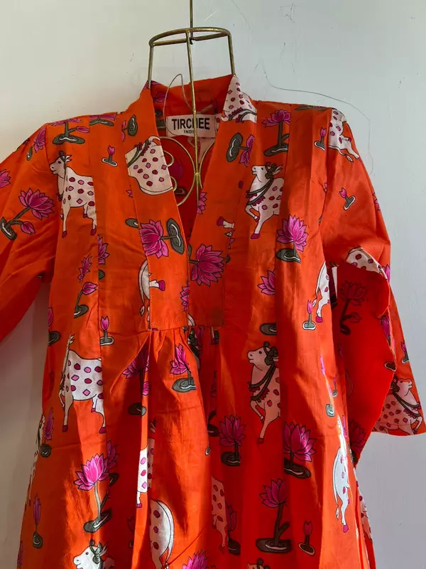 Amara's Everyday Flare Dress - Orange & Pichwai