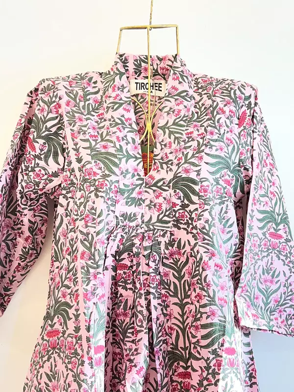 Amara's Everyday Flare Dress - Soft Pink & Vines