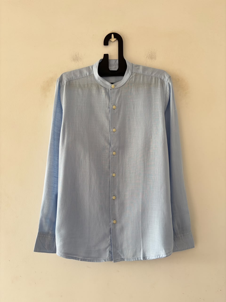 Sky blue linen mandarin
