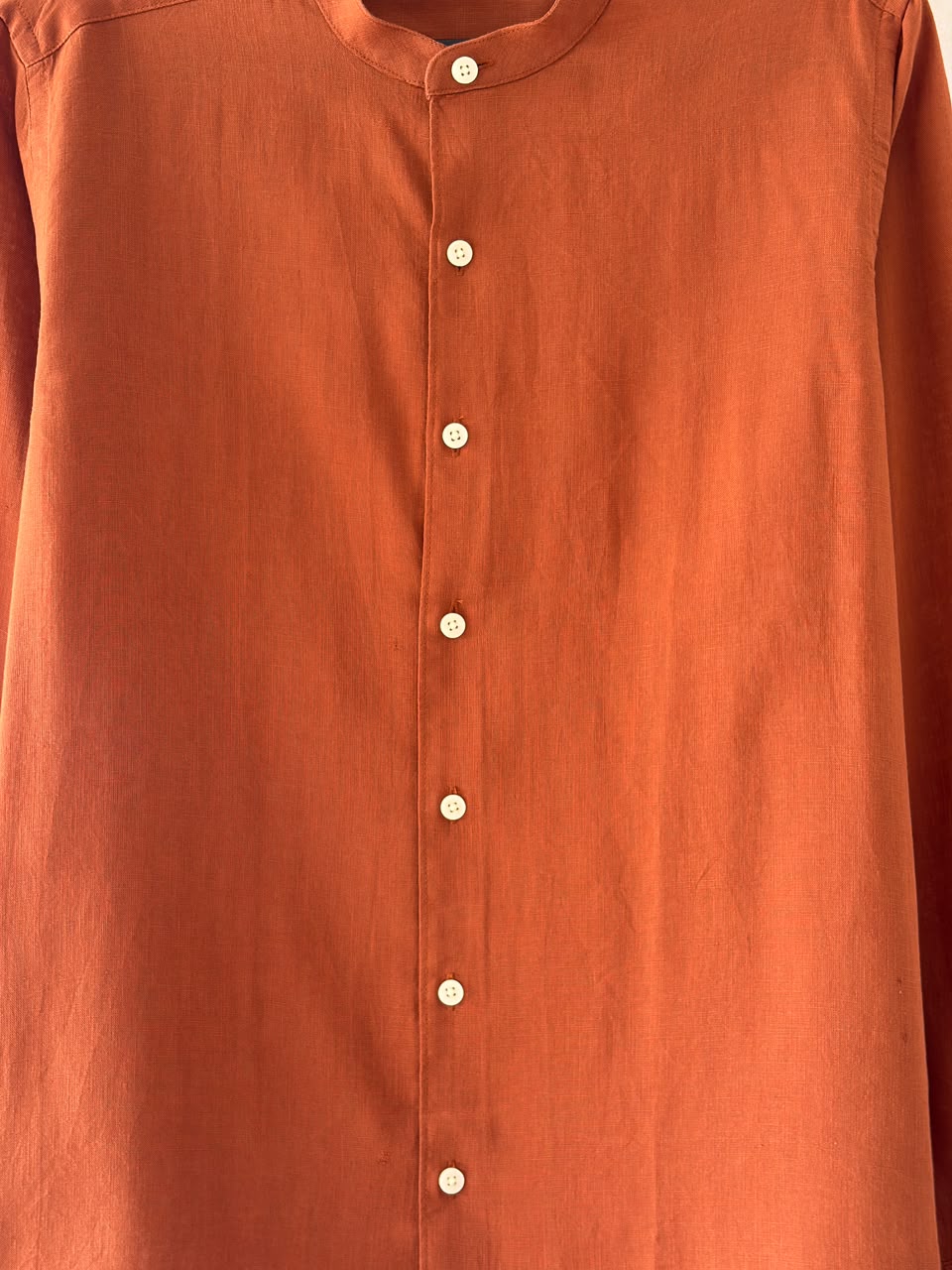 Burnt orange linen mandarin