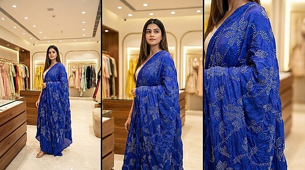 Kala Sanskruti All Over Blue Color Gaji Silk Bandhani Dupatta 2.5M Elegant Traditional Wear Gaji Dupatta for Women