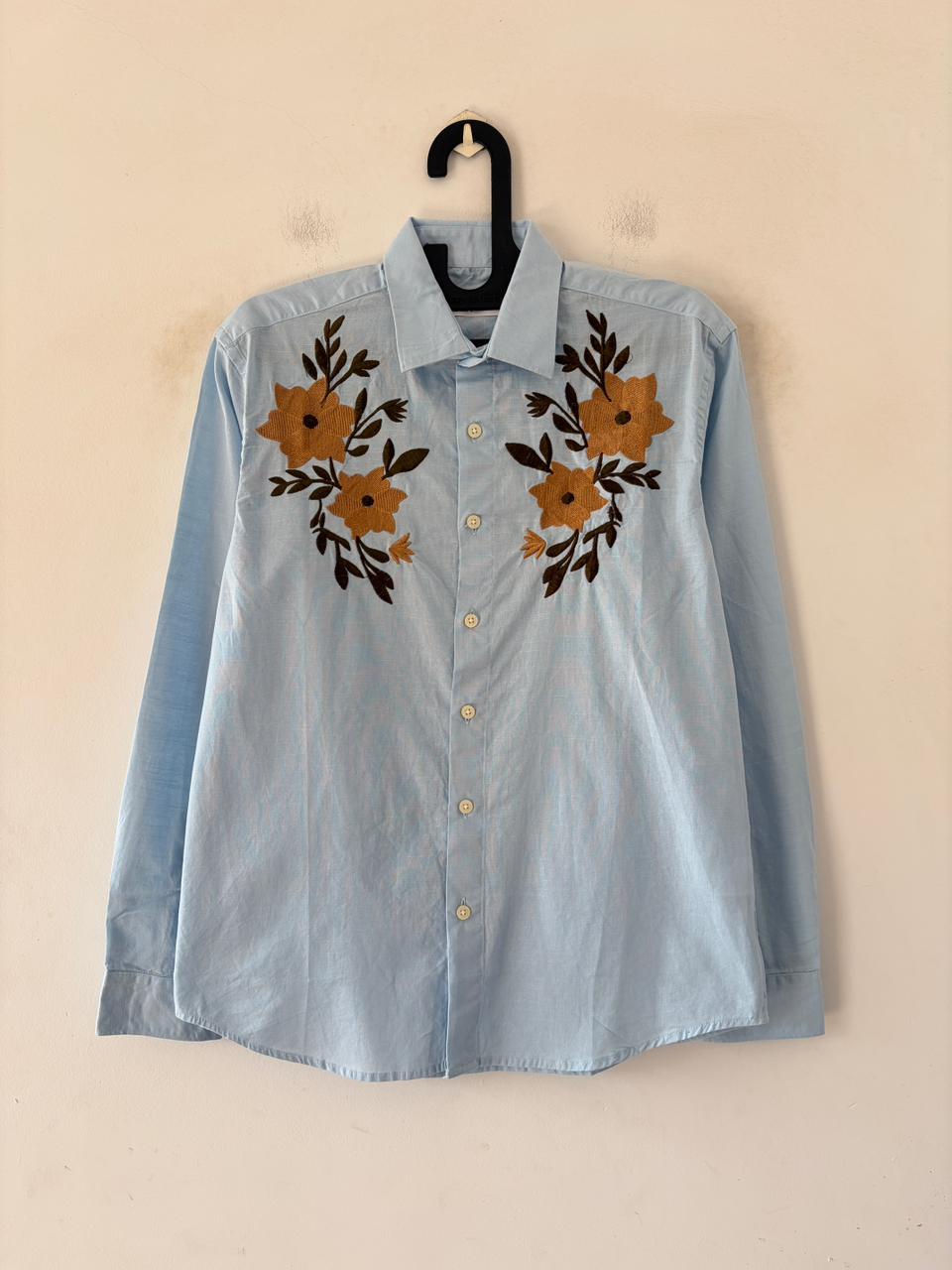 Sky floral embroidered shirt