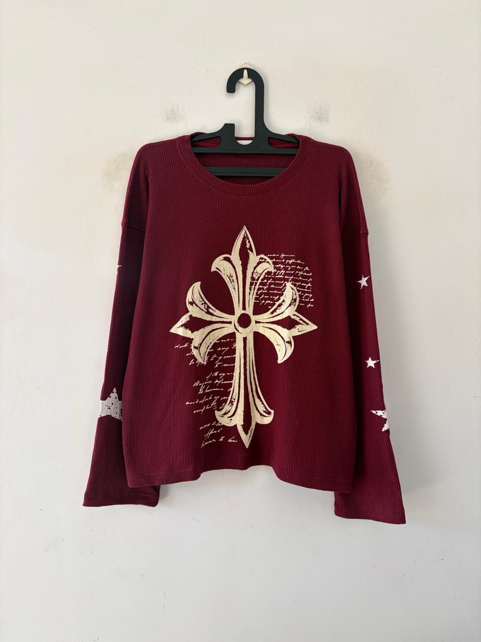 Maroon gothic cross tee