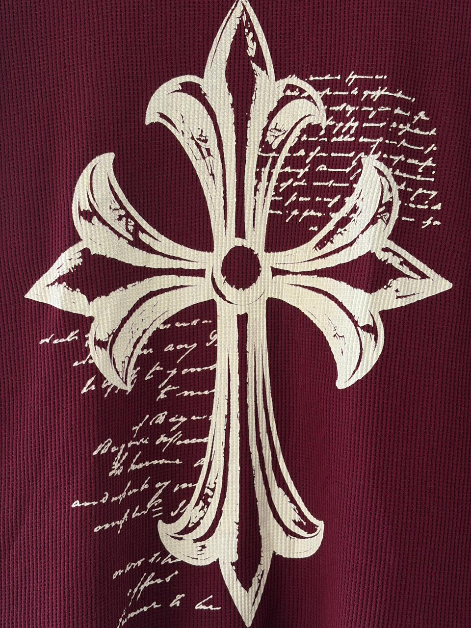 Maroon gothic cross tee