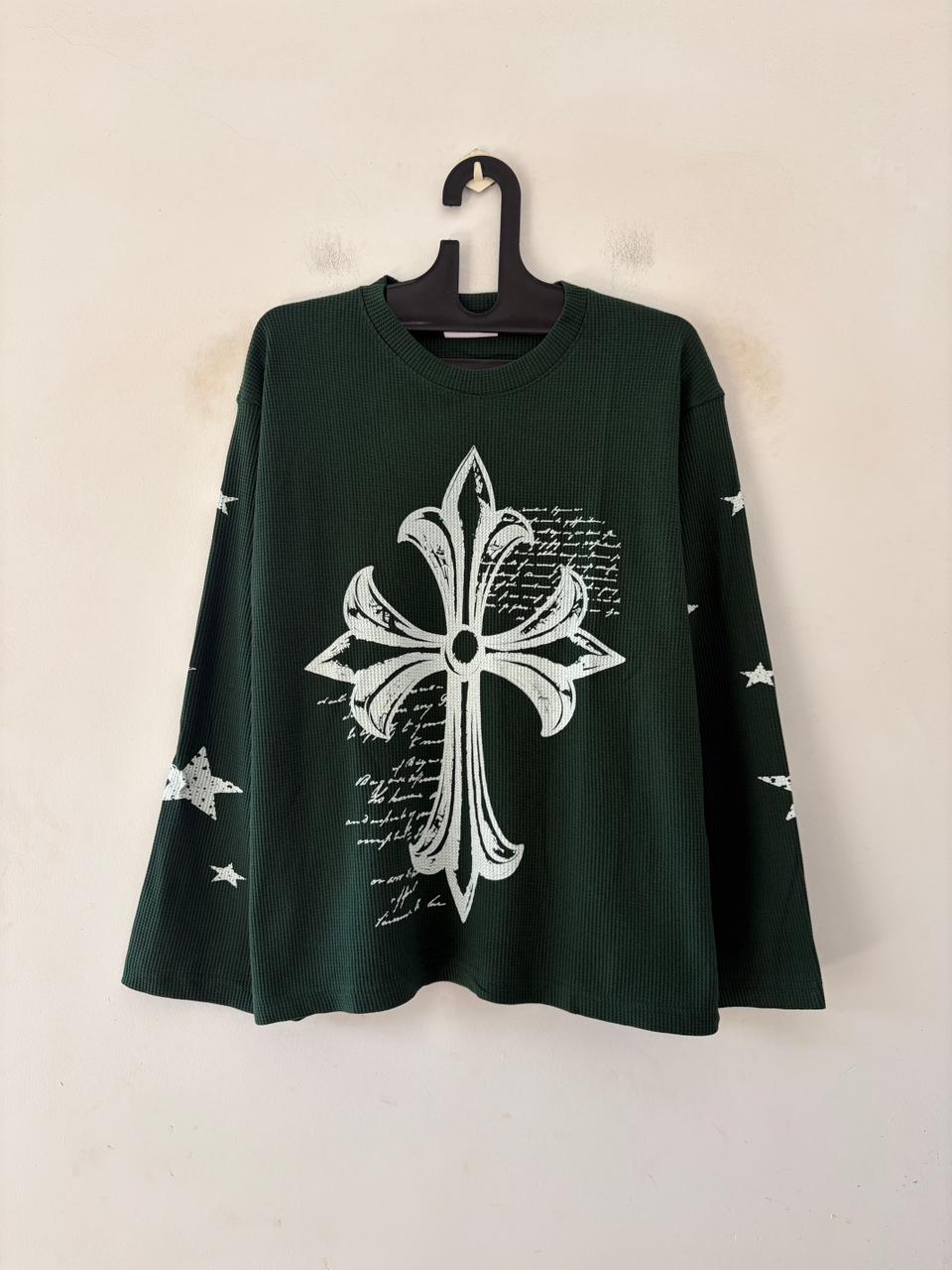Green celestial cross tee