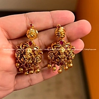 Premium Quality Gold Alike Nagas Necklace With Ruby Stones TJH - 312