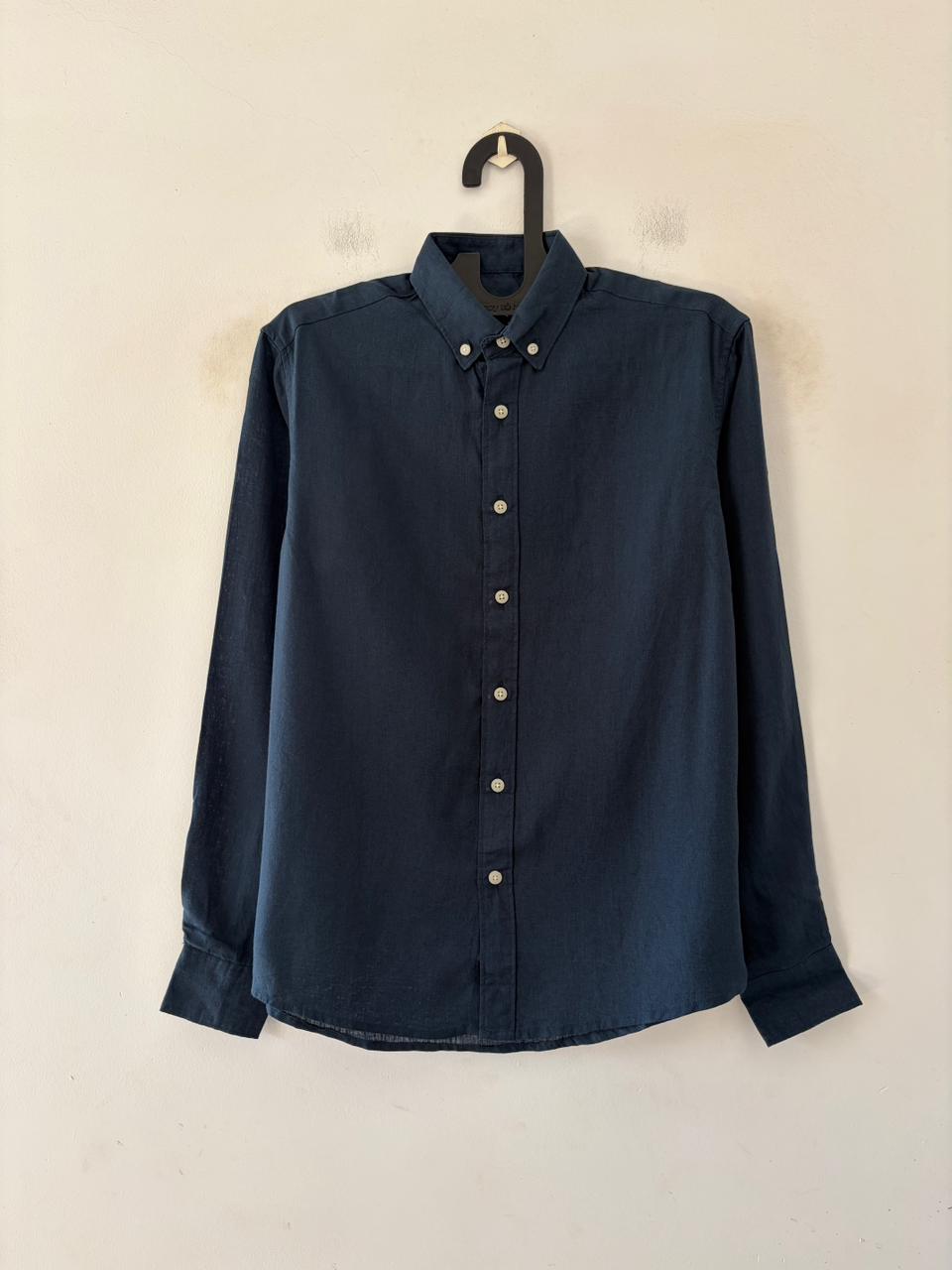 Teal blue linen shirt