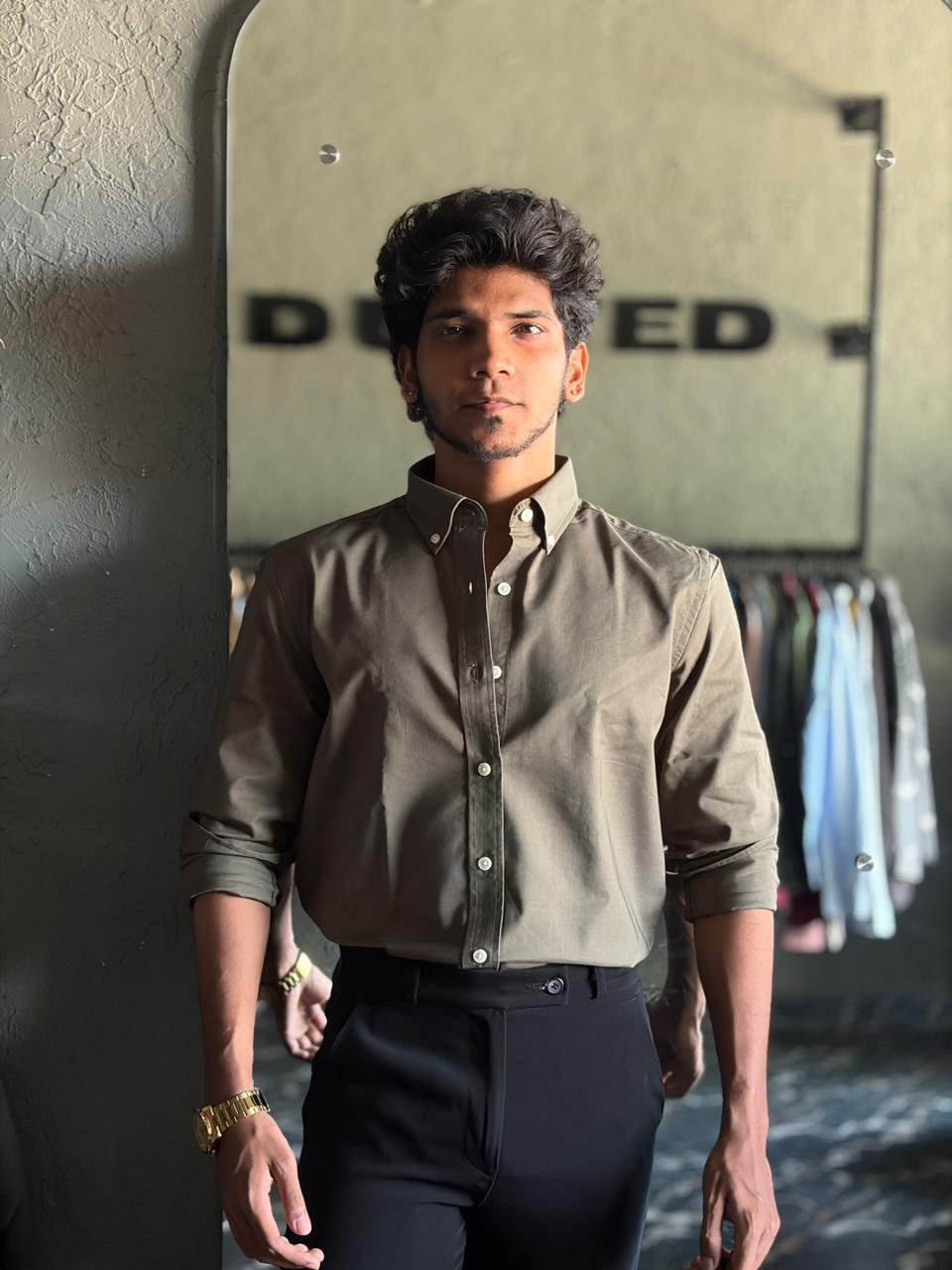 Olive luxe oxford shirt