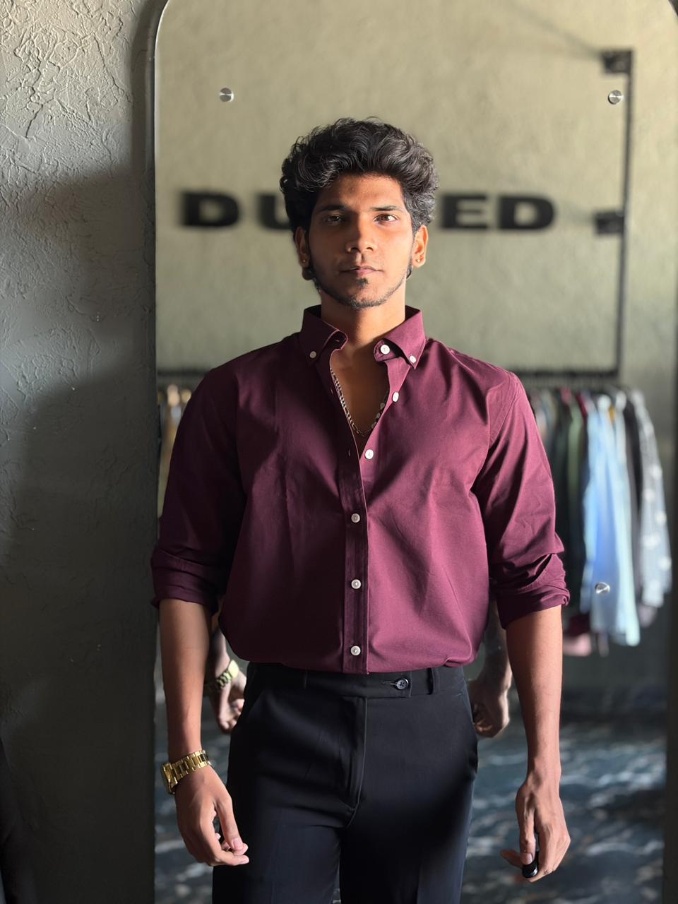Maroon luxe oxford shirt