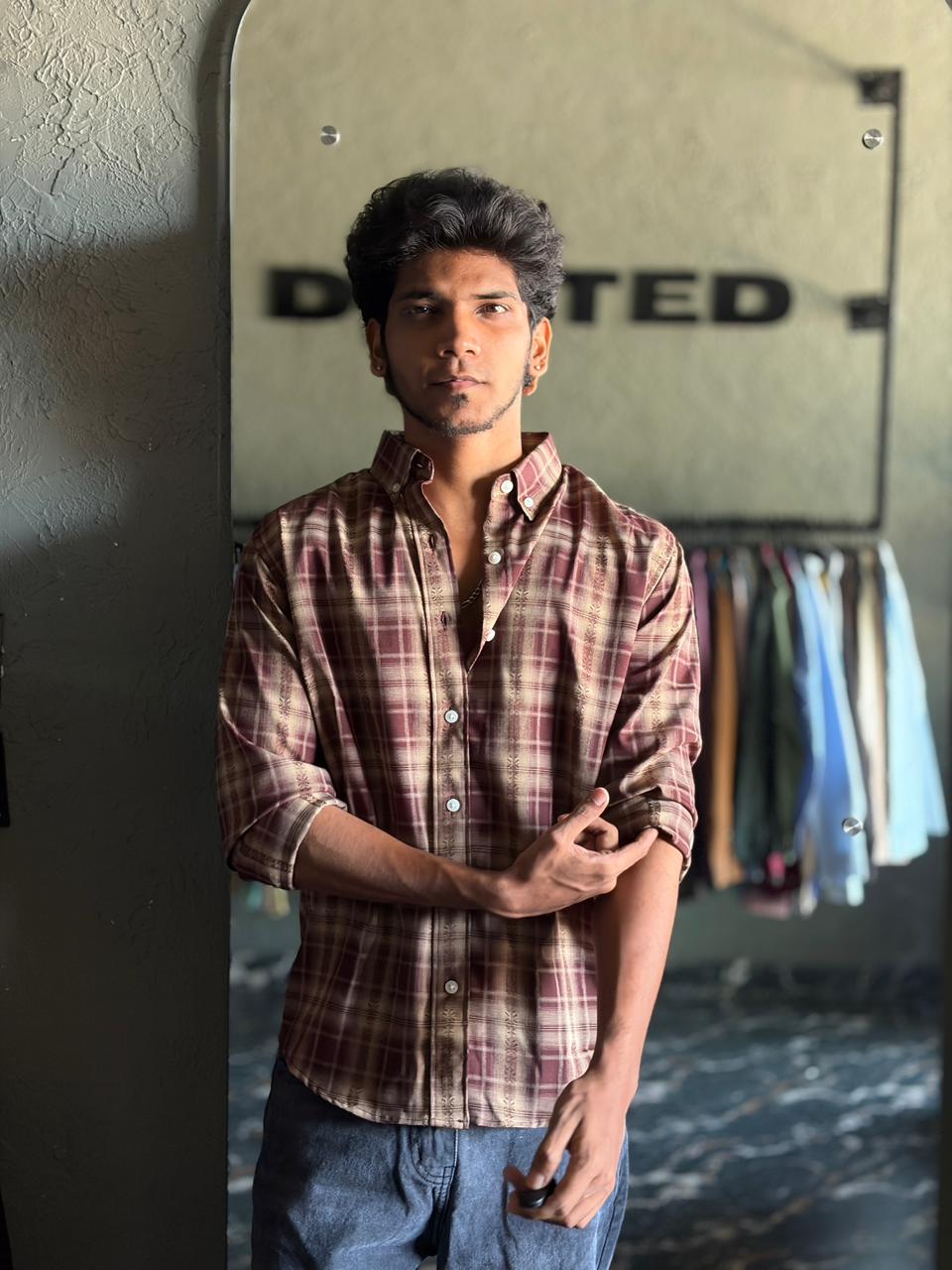 Walnut brown imp check shirt