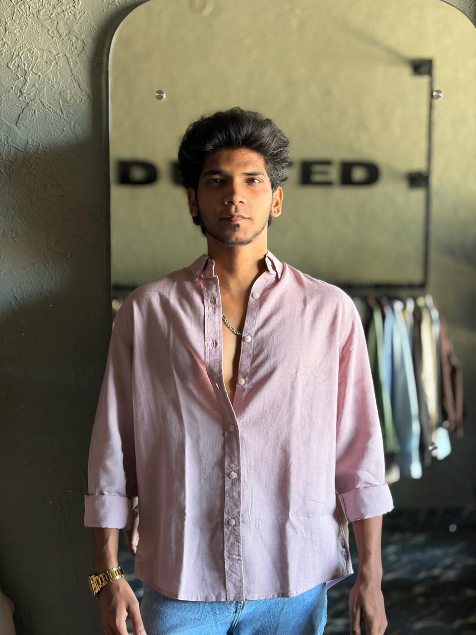 Dusty pink linen shirt
