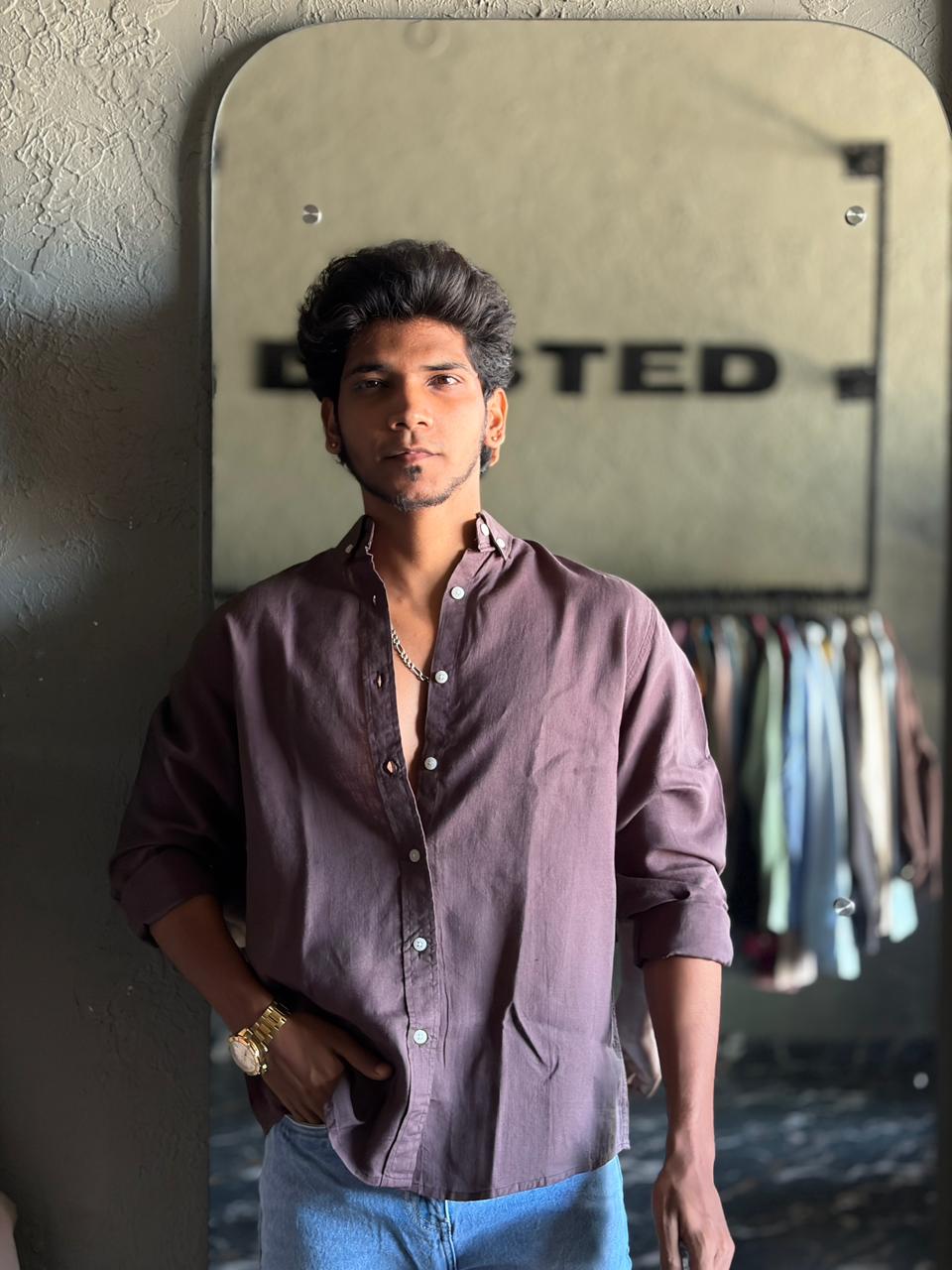 Chocolate brown linen shirt