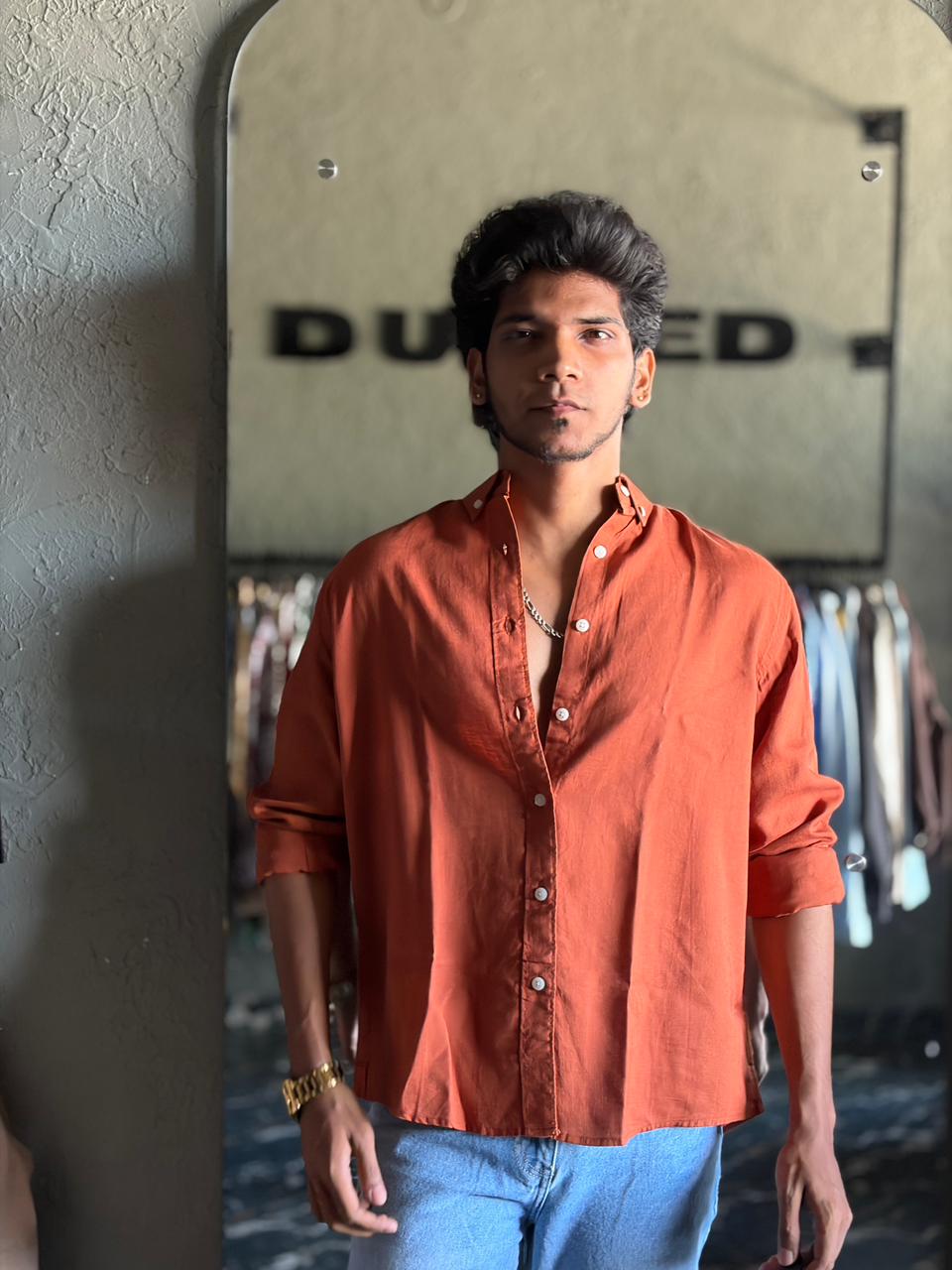 Terracotta linen shirt