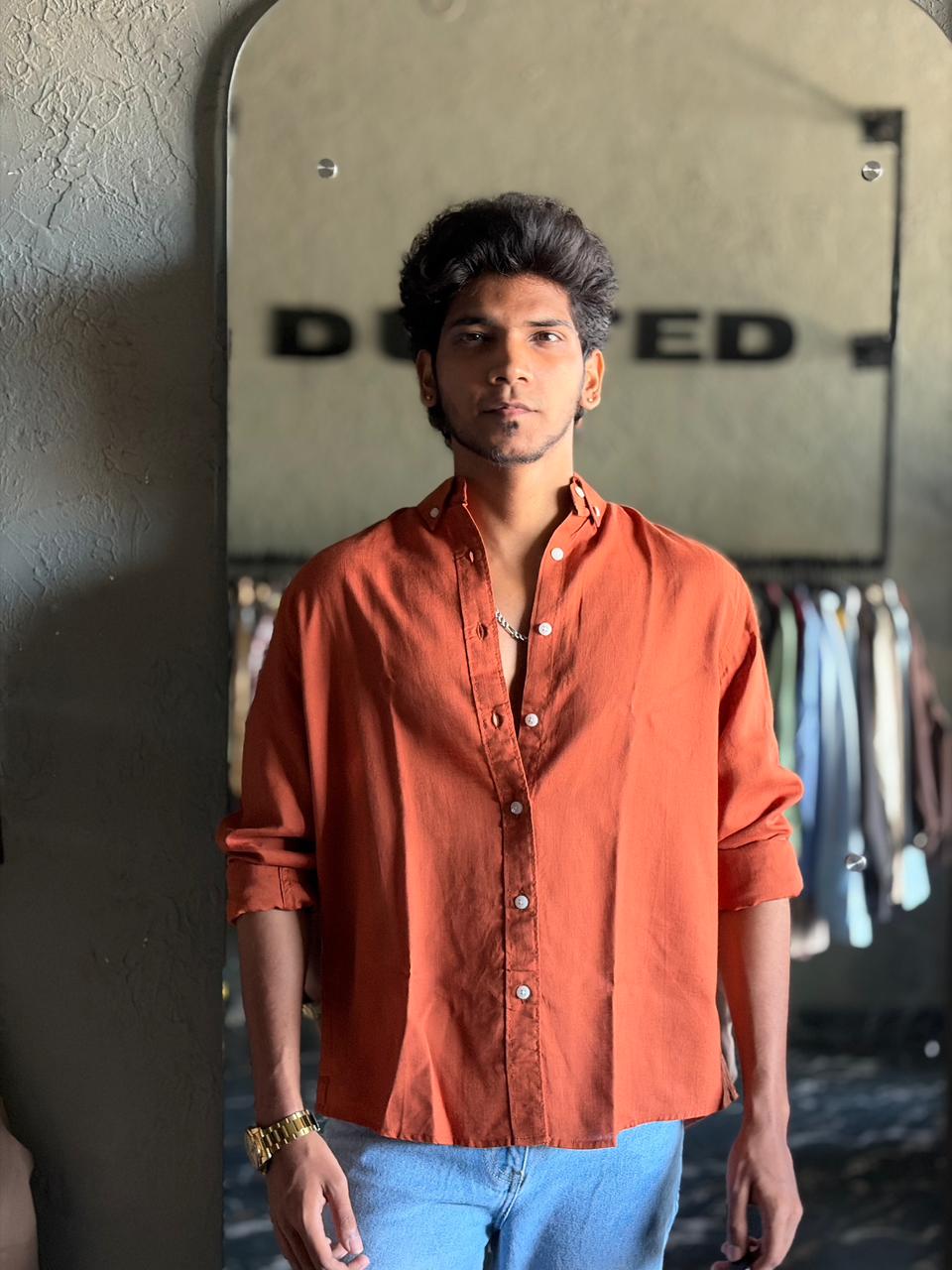 Terracotta linen shirt