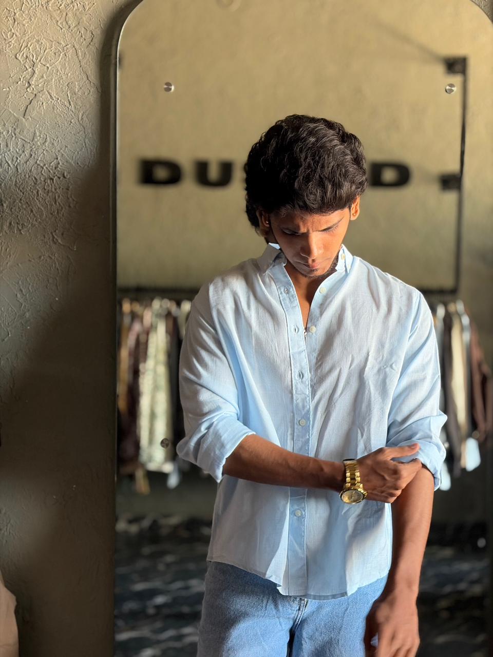 Sky mist linen shirt