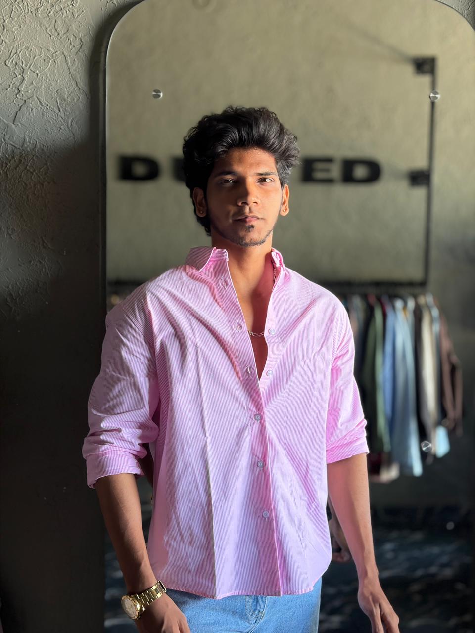 Pink oldmoney stripes shirt