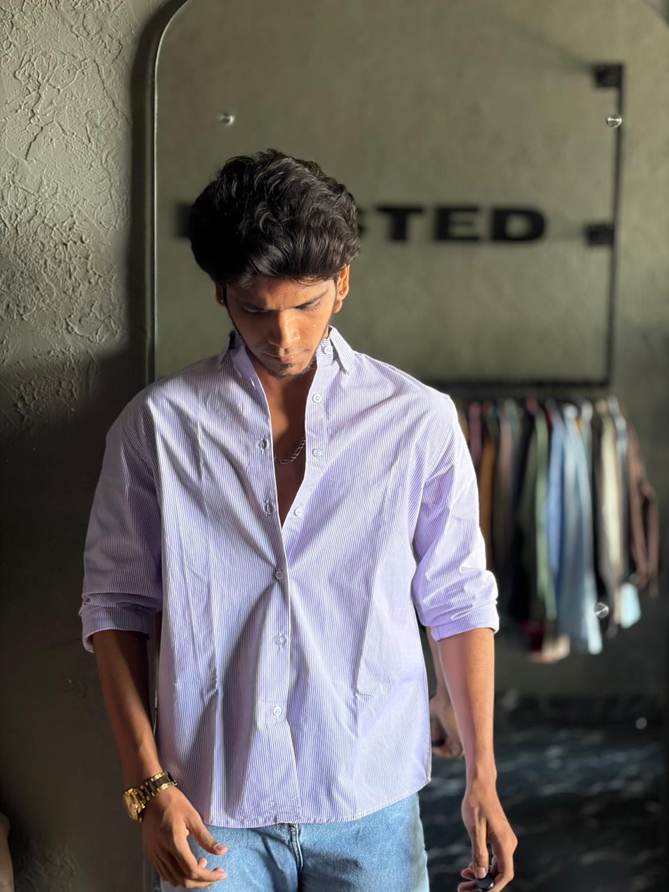 Lavender oldmoney stripes shirt