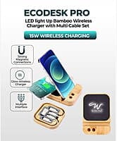 15W bamboo wireless charging stand with magnetic connection