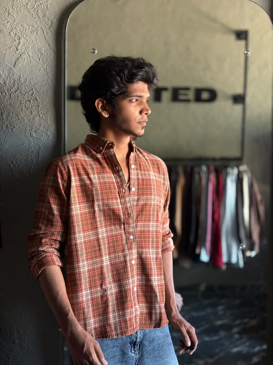 Rust orange & sand beige flannels