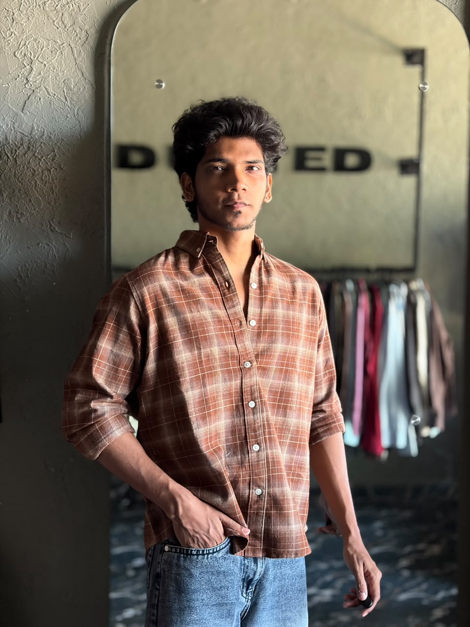Chestnut & beige flannels