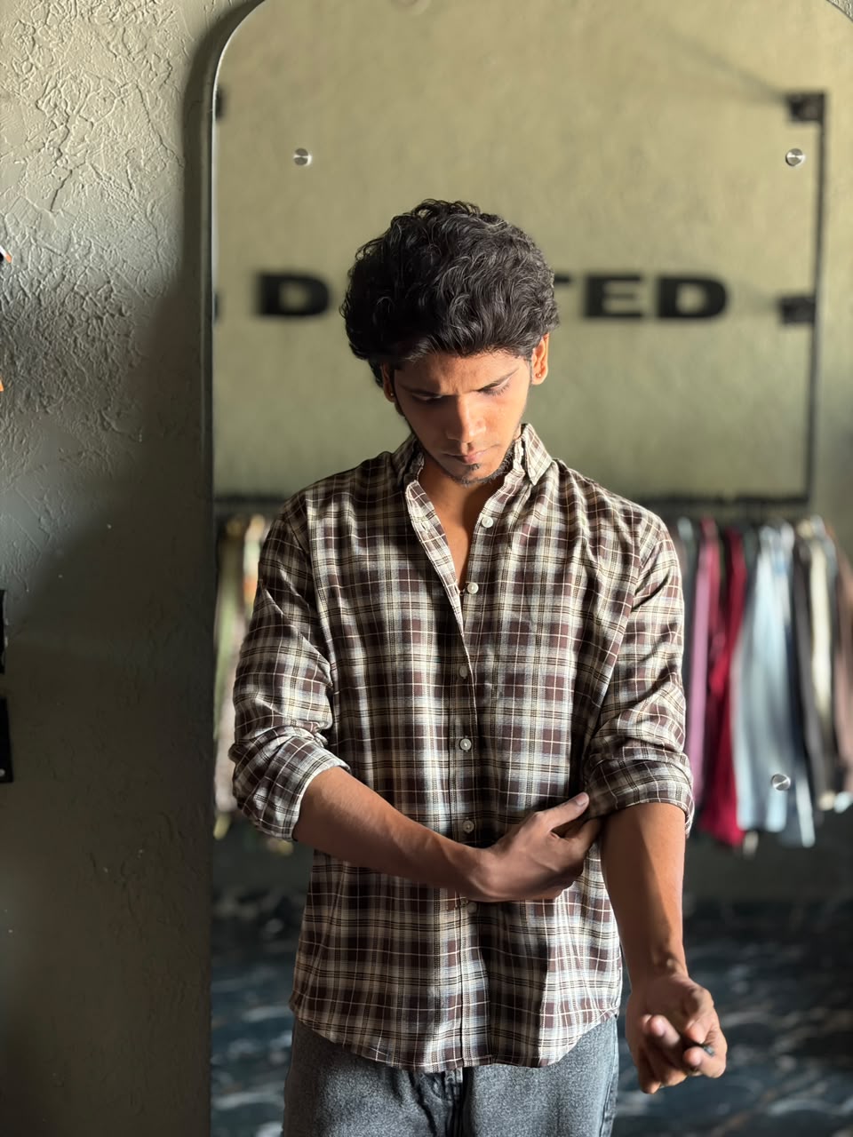 Walnut brown & ivory flannels