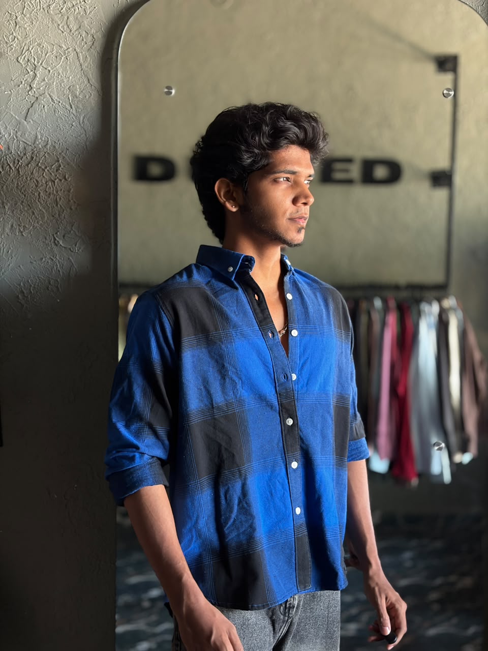 Royal blue & shadow black flannels